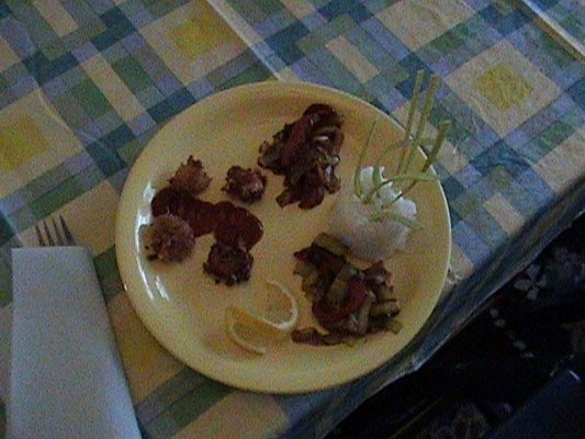 Creveti in usturoi cu garnitura de ardei