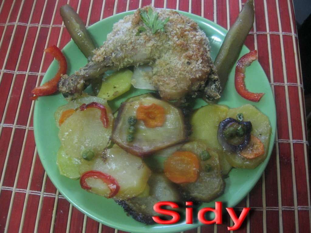 Pulpe de pui cu nuca de cocos la cuptor