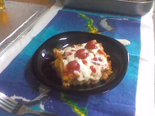 Lasagna cu carne tocata din piept de pui.