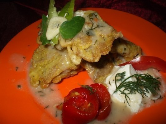 Ciuperci pleurotus pane cu sos