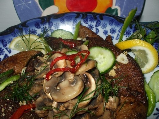 Ficat prajit cu ciuperci champignon