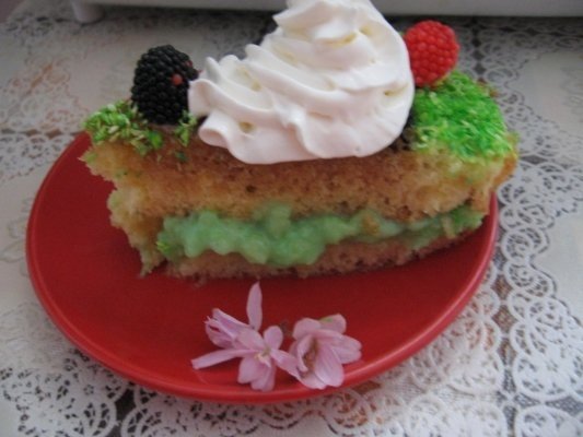 Tort cu crema de nuca de cocos verde