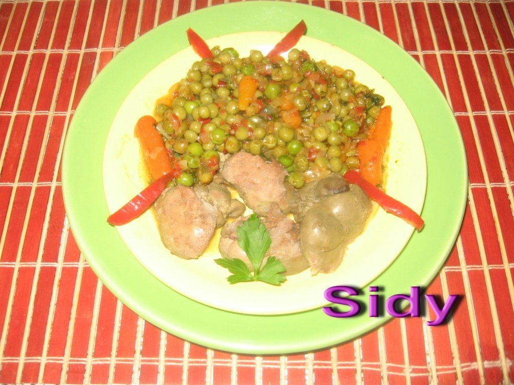 Ficatei de pasare cu mazare verde