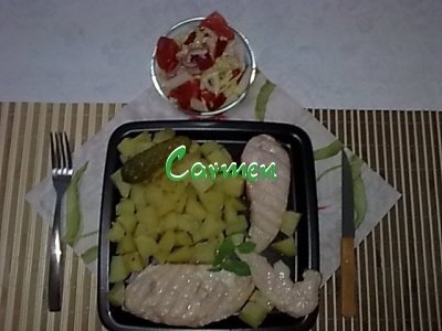 Piept de curcan cu cartofi natur