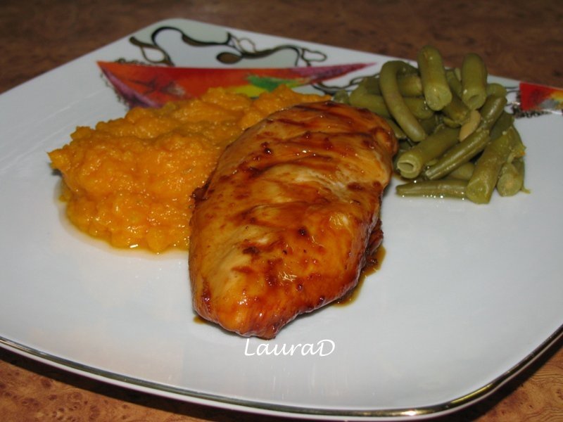 Pui cu ghimbir si piure de cartofi dulci