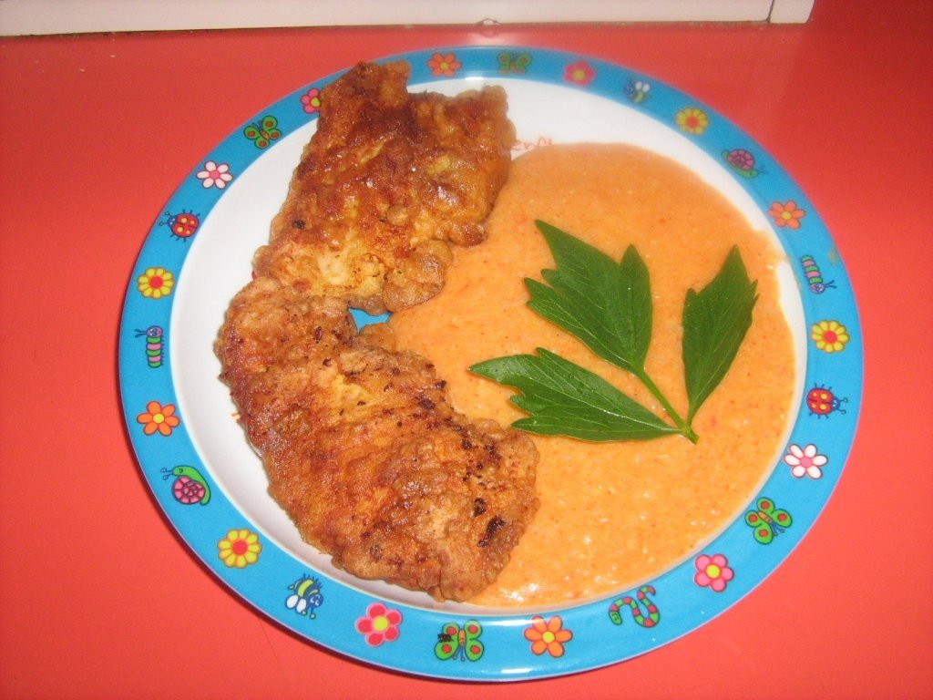 Snitele de pui cu piure de orez