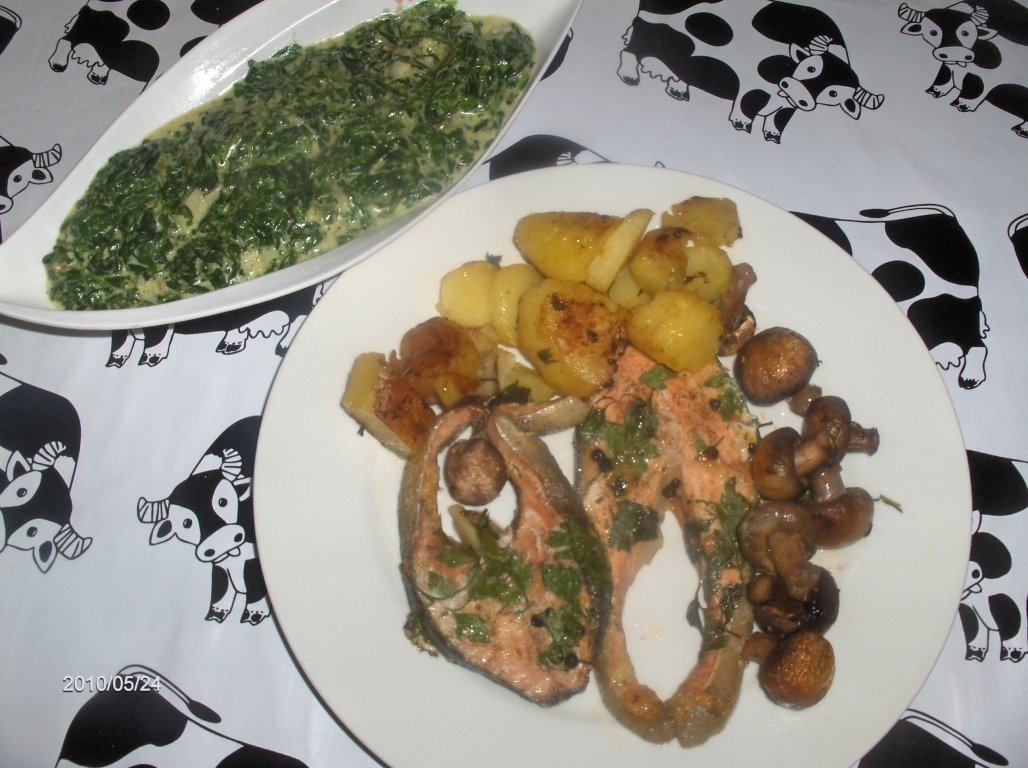 Somon cu suc de portocale la cuptor(Salmão c/laranja no forno)