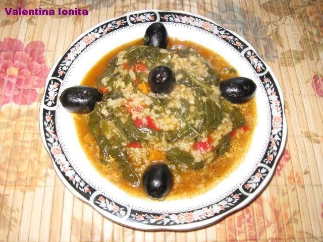 Spanac cu orez si masline