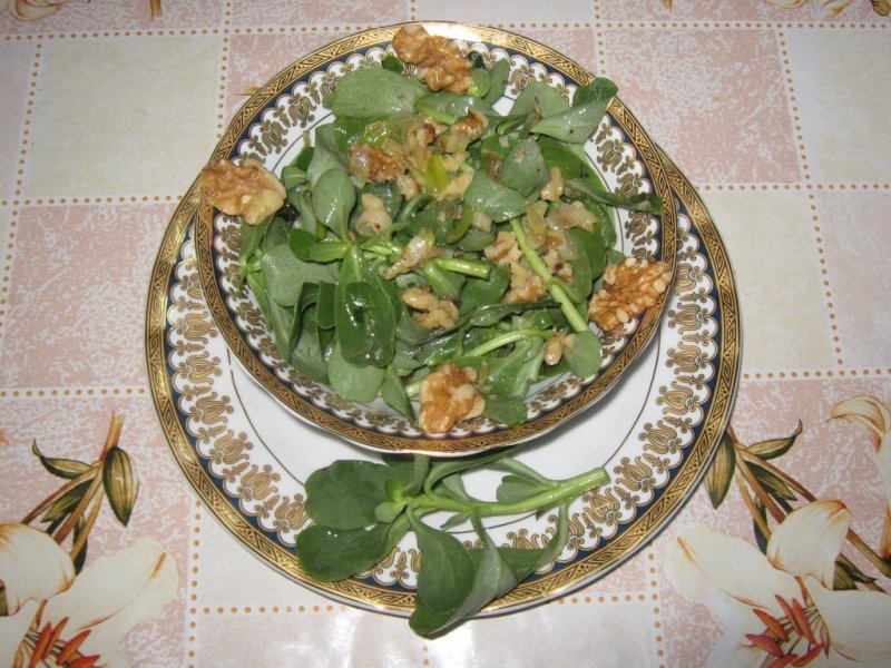Salata de laptuci cu ceapa verde si nuci