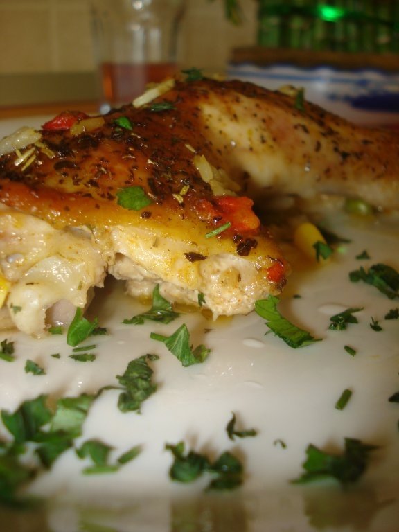 pulpe de pui la cuptor,cu orez si ciuperci