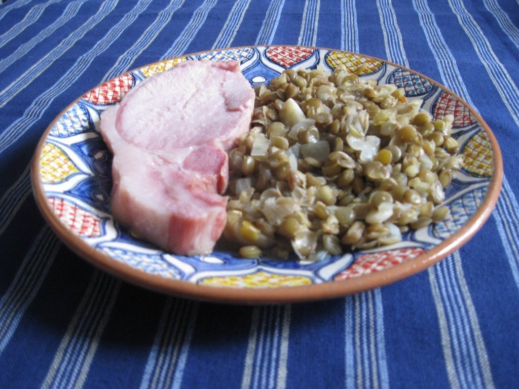 Muschi de porc sarat cu linte verzi