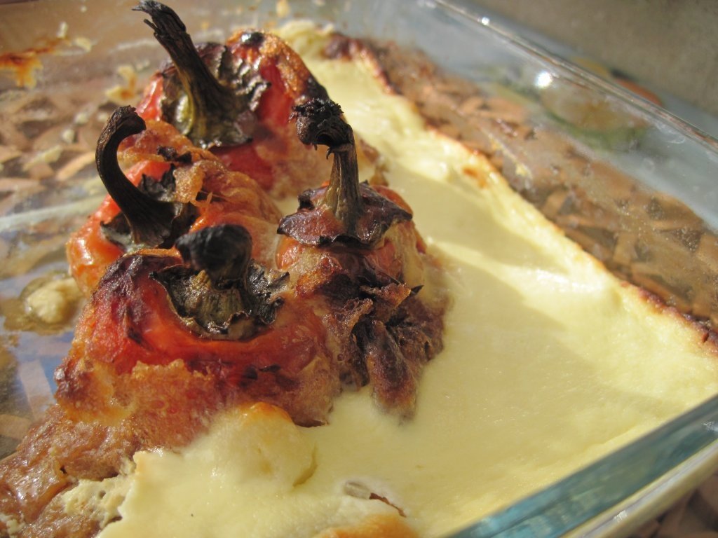 Ardei copti, cu sos de smantana la cuptor