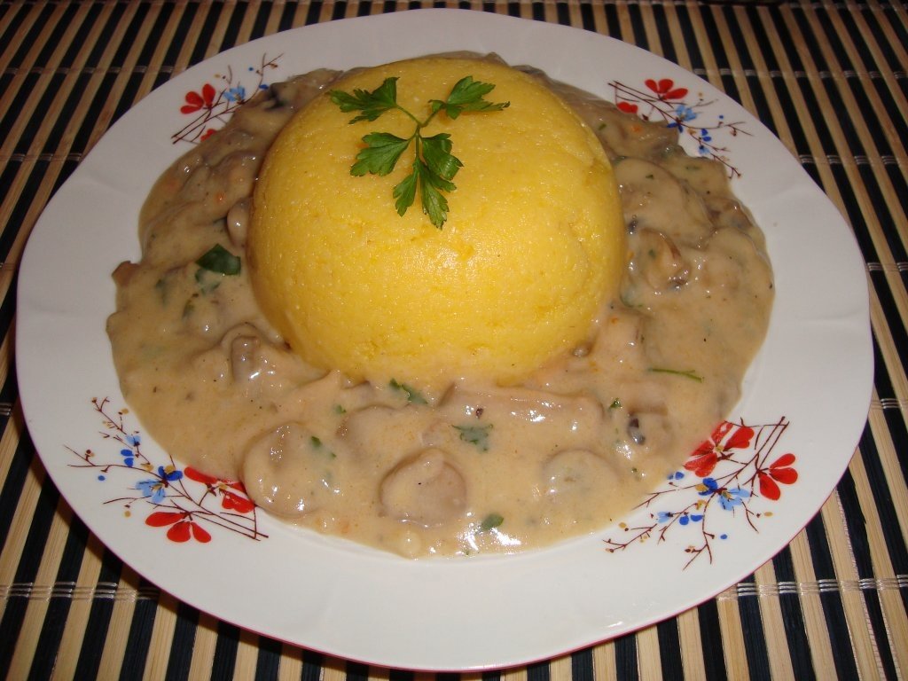 Tocanita de ciuperci cu mamaliguta