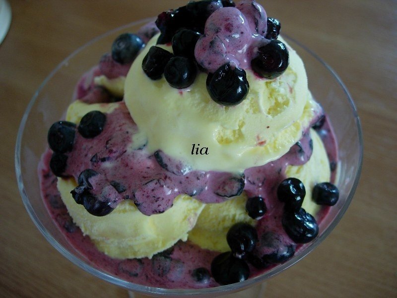 Inghetata de vanilie si fructe de coacaze