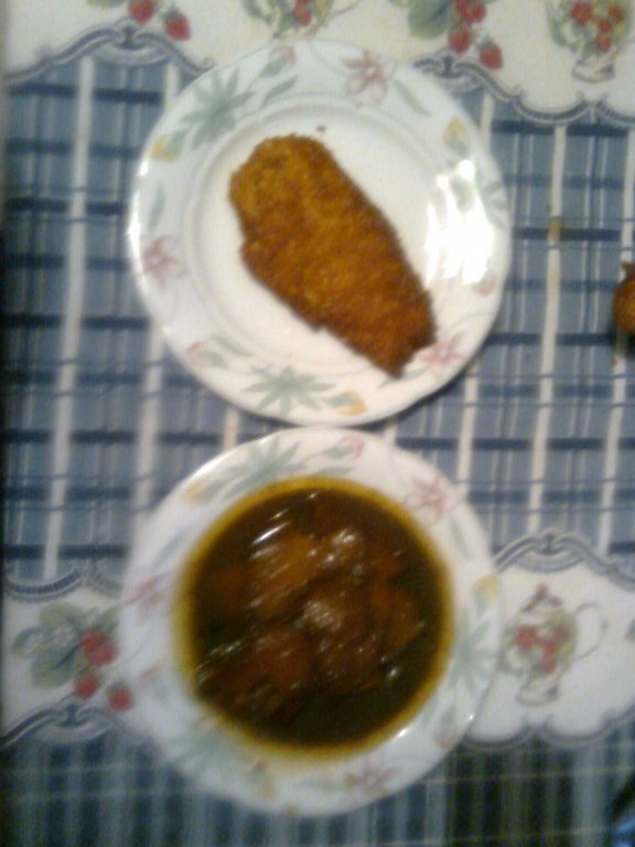 Dovleac in acru-dulce cu snitel de pui