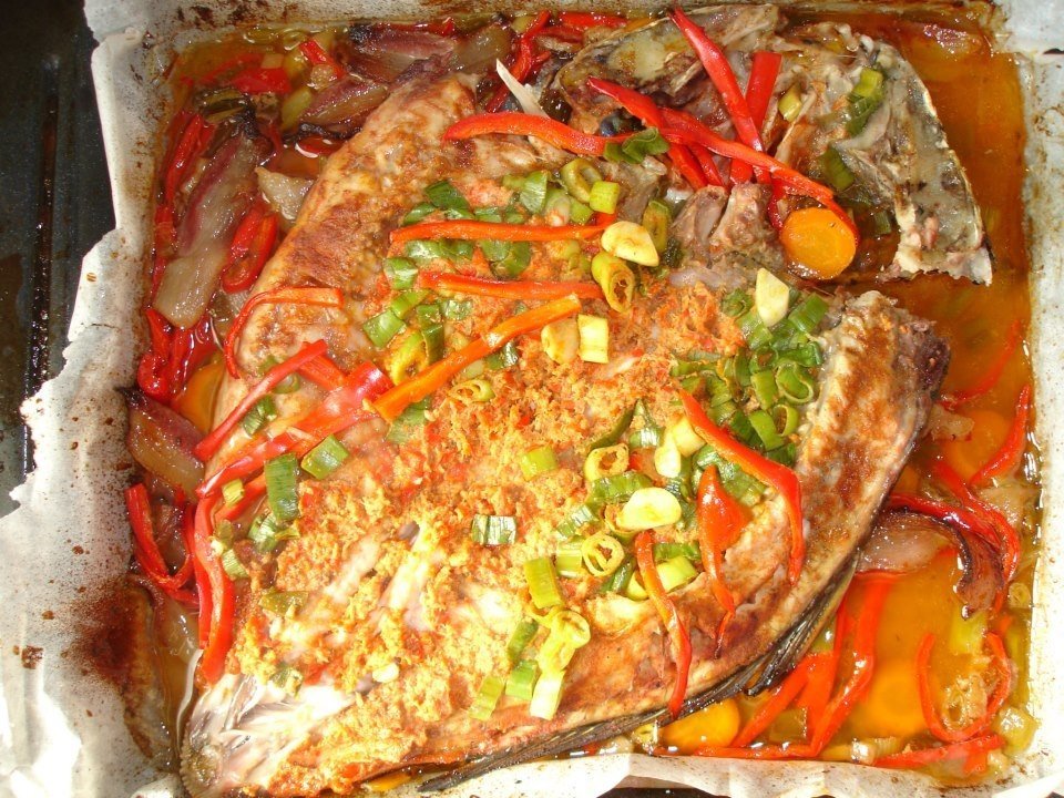 Crap umplut cu ton, la cuptor