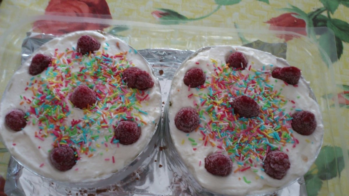 Tort rece cu iaurt de fructe,frisca si zmeura