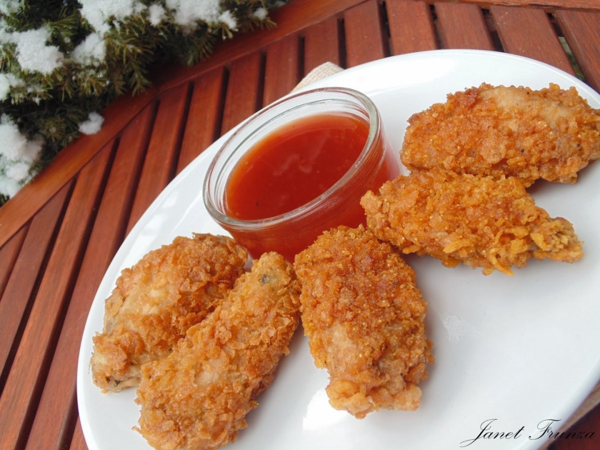 Aripioare in crusta crocanta cu sos dulce picant