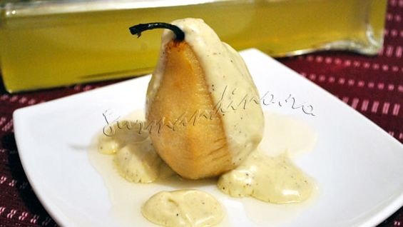 Pere cu limoncello si crema de lapte cu scortisoara