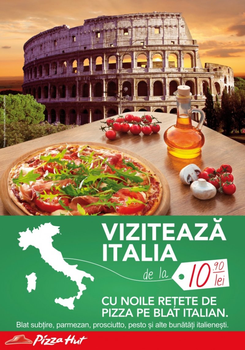 Vizitează Italia cu noile rețete de pizza pe blat Italian de la Pizza Hut