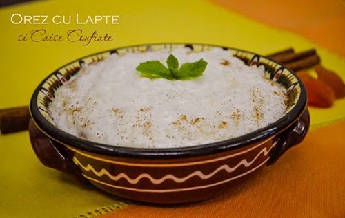 Orez cu lapte si caise confiate