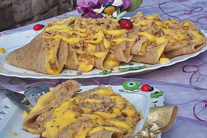 Clatite cu nuci in chateau de vin alb