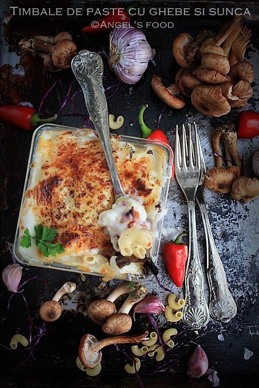 Timbale de paste cu ghebe si sunca