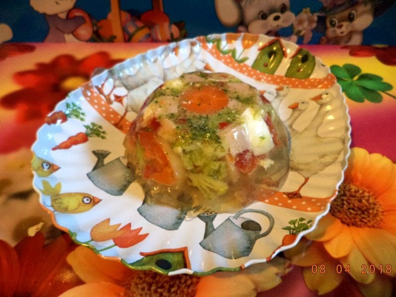 Aspic de legume si oua de prepelita