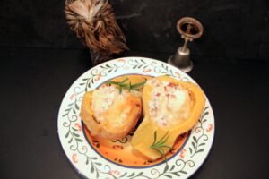 Dovleac umplut cu mozarella si bacon la slow cooker Crock Pot