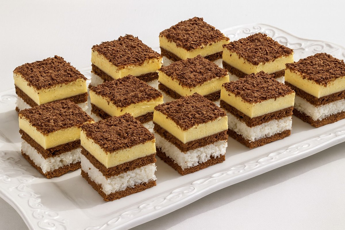 Prajitura cu cocos, crema de vanilie si blat pufos de cacao - reteta simpla, cu un rezultat grozav