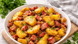 Cartofi taranesti cu ceapa si afumatura - reteta simpla si gustoasa