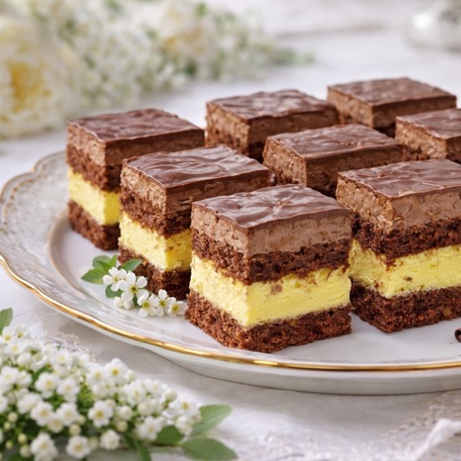 Prajitura Duo - desert fin cu blat de cacao si doua creme delicioase