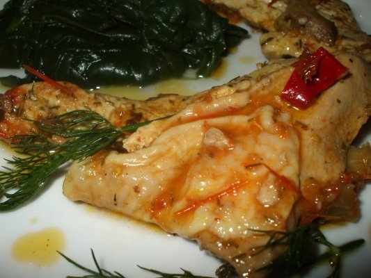 Piept de pui picant cu spanac
