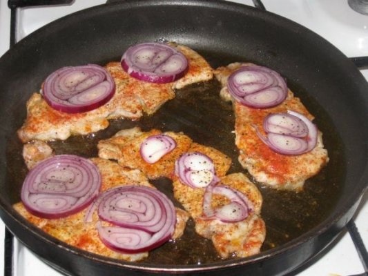 Gratar de porc cu ceapa rosie