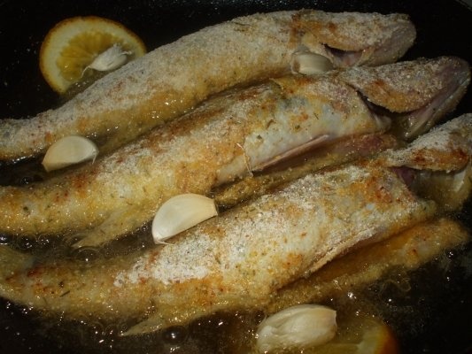 Salau prajit cu usturoi