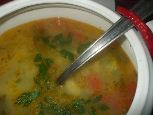 Ciorba de aripa de curcan cu zdrente de spanac