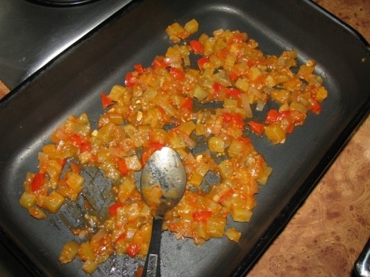 Lasagna cu legume, pasta de rosii si zacusca cu vinete