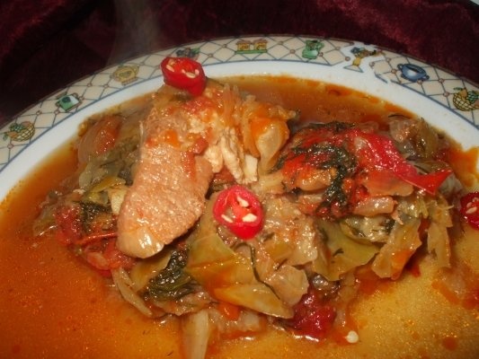 Varza dulce cu carne de porc la cuptor