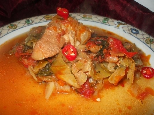 Varza dulce cu carne de porc la cuptor