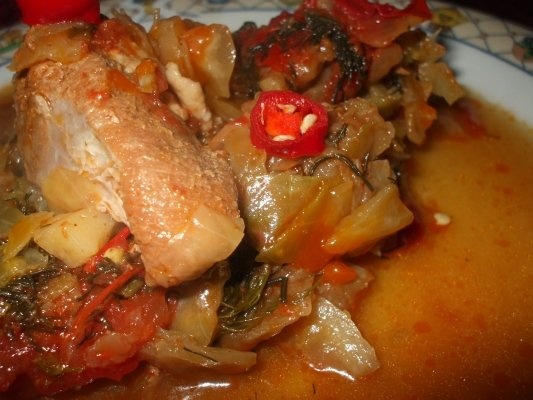 Varza dulce cu carne de porc la cuptor