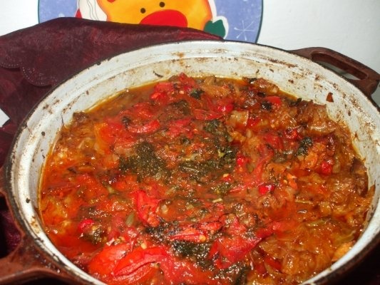 Varza dulce cu carne de porc la cuptor