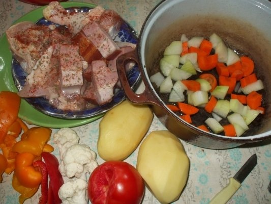 Mancare de pui cu costita si cartofi