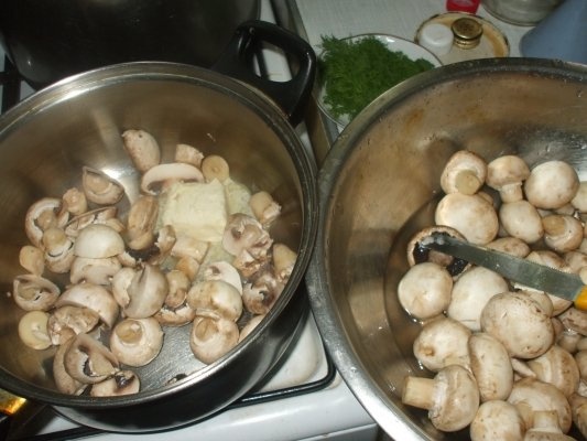 Ciuperci cu cascaval, branza topita si smantana