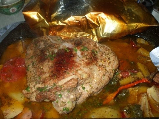 Coq au vin cu curcan, dovleac si gutui