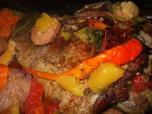 Coq au vin cu curcan, dovleac si gutui