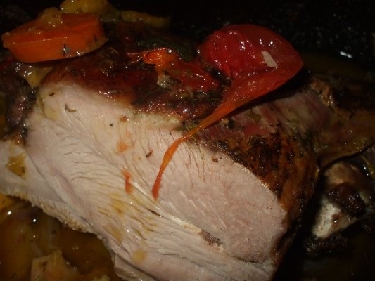 Coq au vin cu curcan, dovleac si gutui