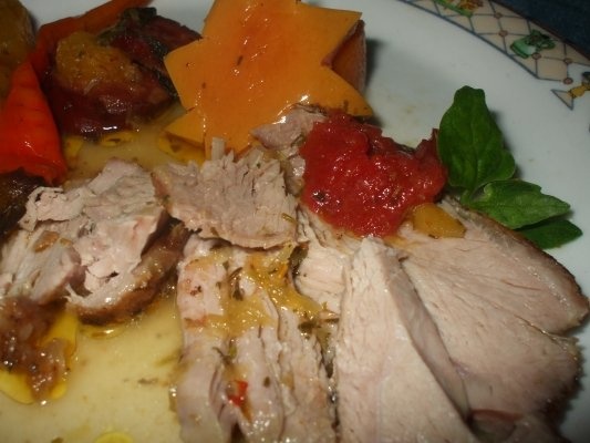 Coq au vin cu curcan, dovleac si gutui