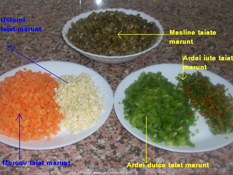 Masline taiate cubulete murate