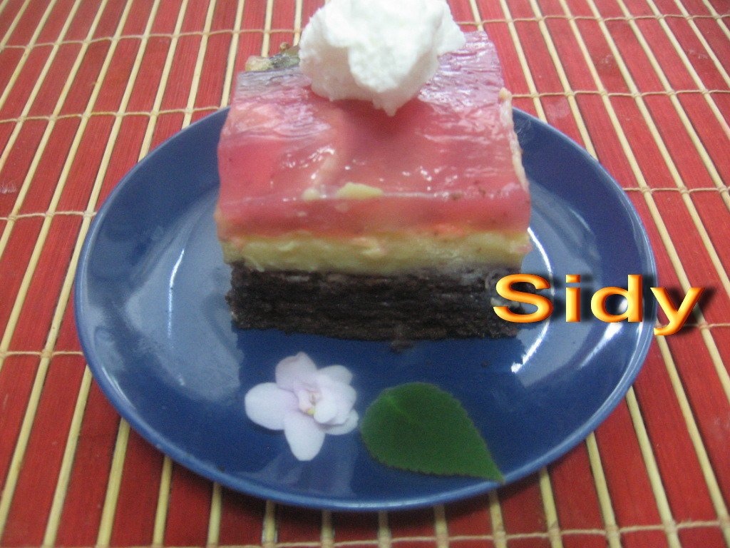 Prajitura cu budinca si fructe Claudia