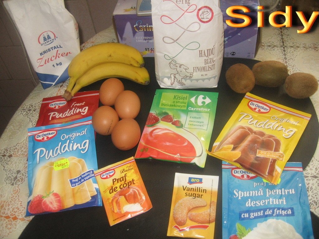 Prajitura cu budinca si fructe Claudia